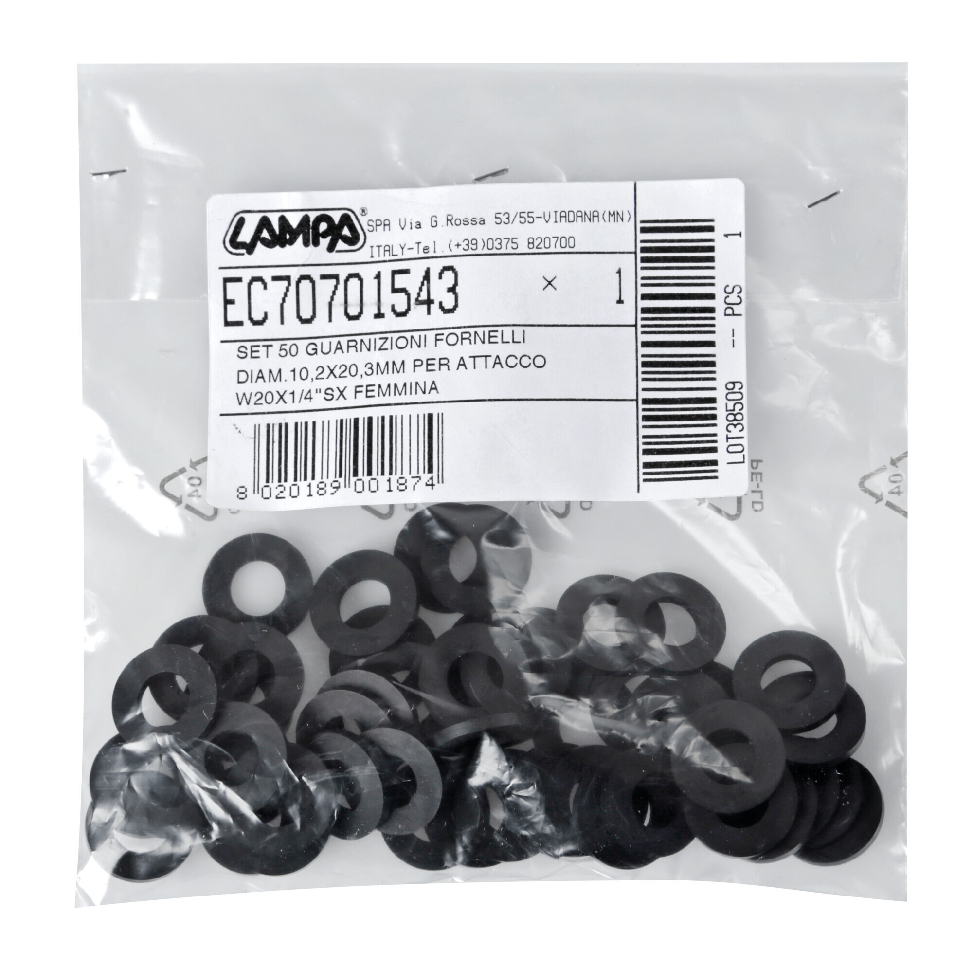 Set 50 pezzi guarnizione in gomma, Ø 10,2x20,3x2,3 mm - immagine 3