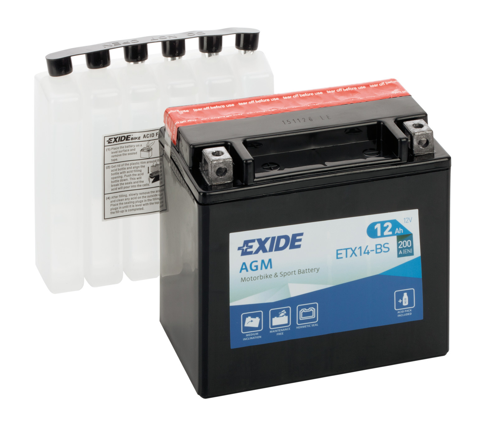 Batteria 12V - Exide Bike AGM - 12 Ah - 200 A - immagine 2