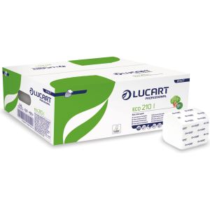 Carta igienica interfogliata Lucart Eco 210 - 2 veli, goffrata bianca, 210 fogli - Conf. 40 pacchetti