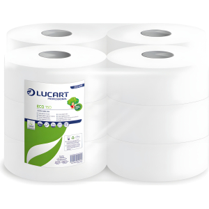 Carta igienica Lucart Eco 150 Mini Jumbo - 2 veli, 405 strappi - Conf. 12 rotoli