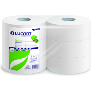 Carta igienica Lucart Eco 360 Jumbo - 2 veli, 973 strappi - Conf. 6 rotoli