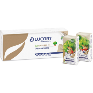Fazzoletti di carta - Lucart Professional Econatural 90F - 4 veli, 9 fazzoletti - Conf. 10 pacchetti