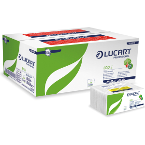 Asciugamani piegati a "Z" Lucart Eco Z, 23x23,5 cm, 2 veli, goffrato bianco, 220 fogli - Conf. 18 pacchetti