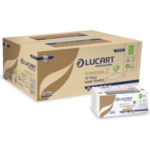 Asciugamani piegati a “Z”, Lucart Econatural Z, 23x23,5 cm, 2 veli, avana, 220 fogli - Conf. 18 pacchetti