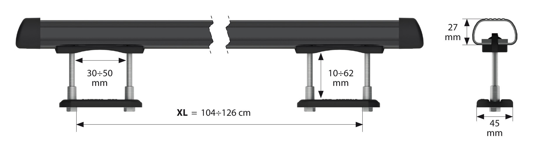 Club, set completo barre portatutto in acciaio - XL - 135 cm - immagine 9