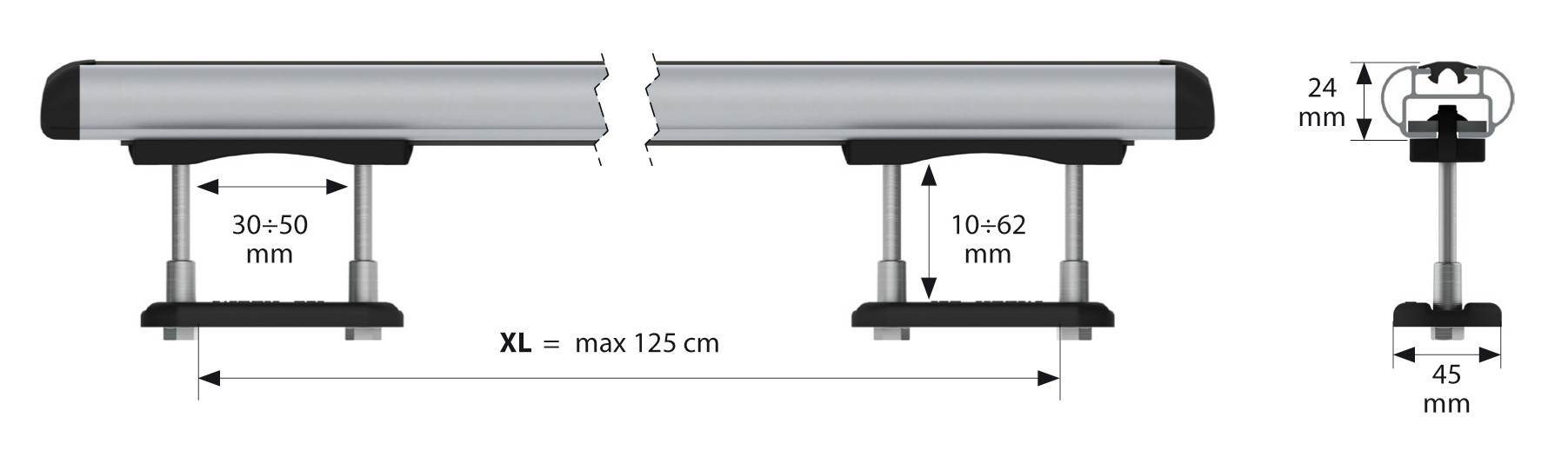 Kuma, set completo barre portatutto in alluminio - XL - 137 cm - immagine 9