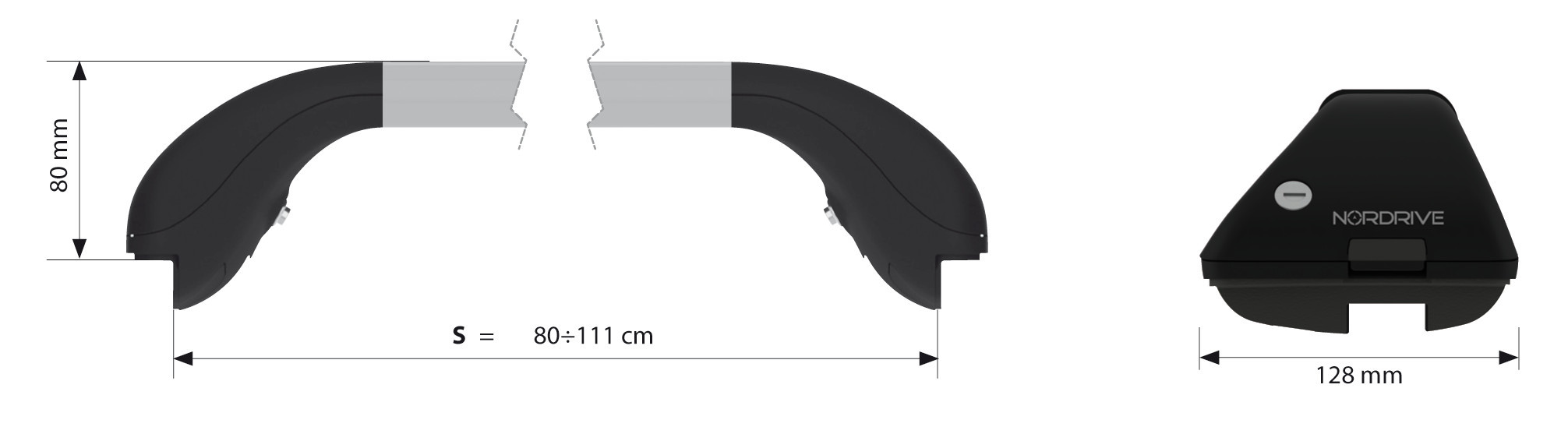 Snap Alu, coppia barre portatutto telescopiche in alluminio - S - 80÷111 cm - immagine 3