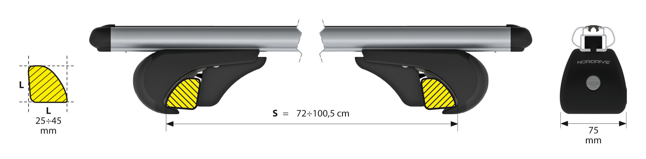 Alumia Rail, set completo barre portatutto in alluminio - S - Evos RA - immagine 5