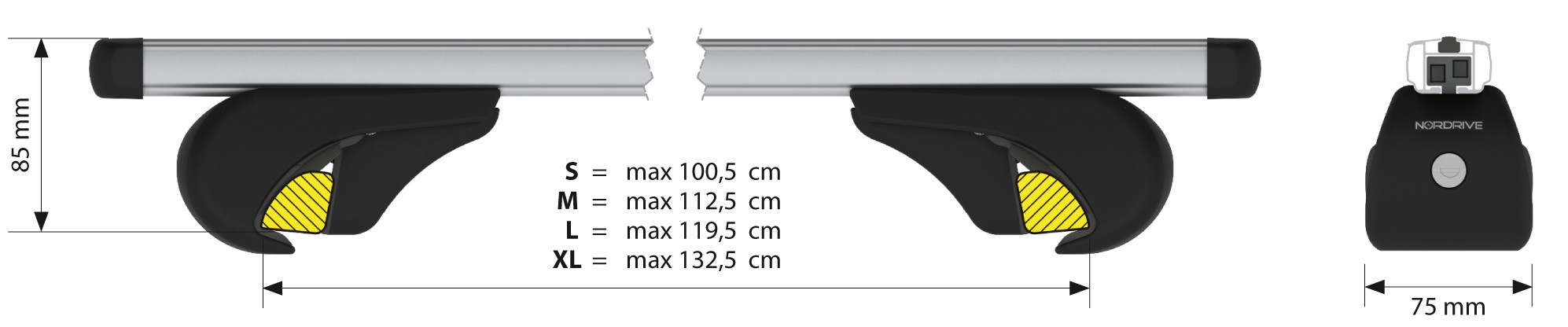 Helio Rail, set completo barre portatutto in alluminio - XL - Evos RA - immagine 5