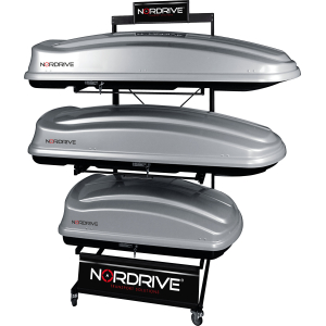 Espositore con ruote per 3 Box tetto
