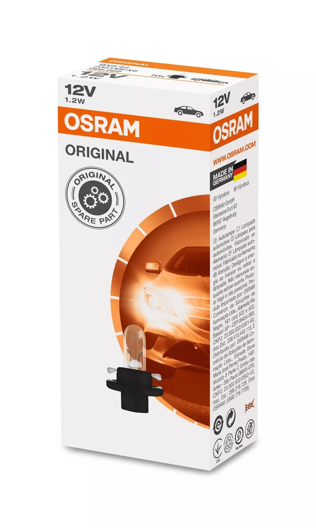 12V Original Line - 1W - BX8,4d - 1 pz - Sfuso - Nero - immagine 2