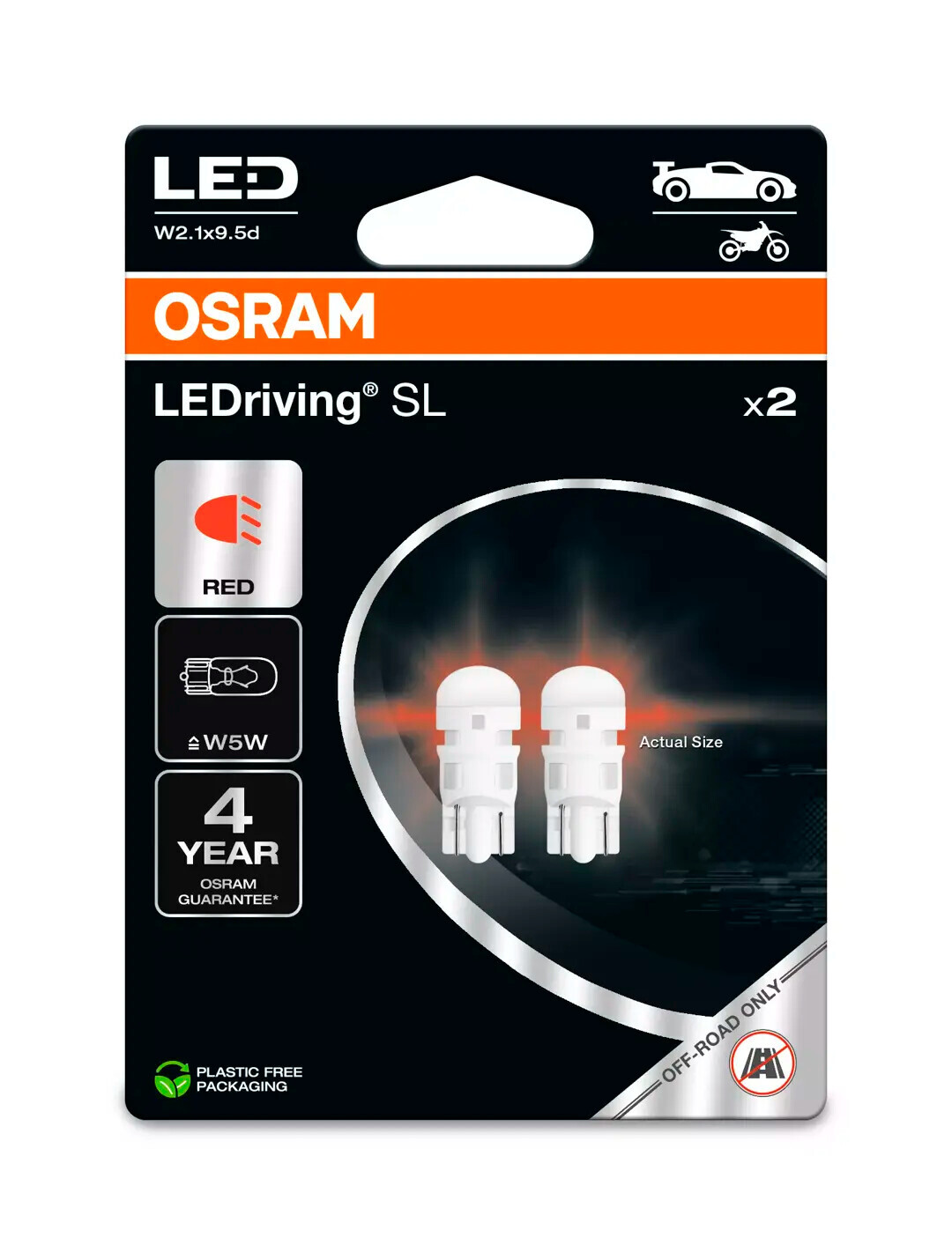 12V LEDriving SL - (W5W) - 1W - W2,1x9,5d - 2 pz - Scatola - Rosso - immagine 2