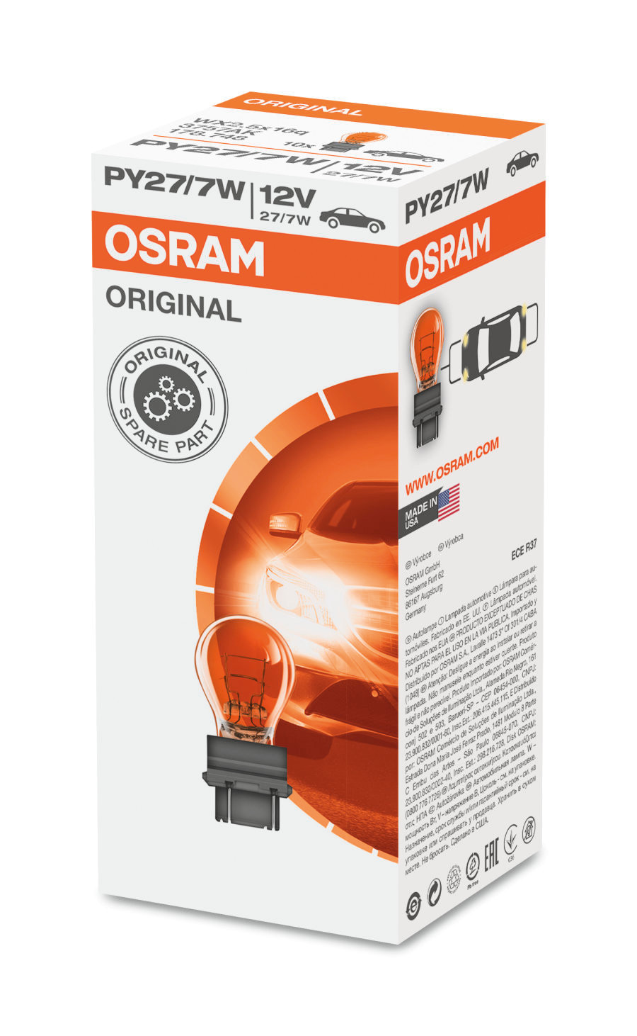12V Original Line - PY27/7W - 27/7W - WX2,5x16q - 1 pz - Sfuso - Arancio - immagine 3