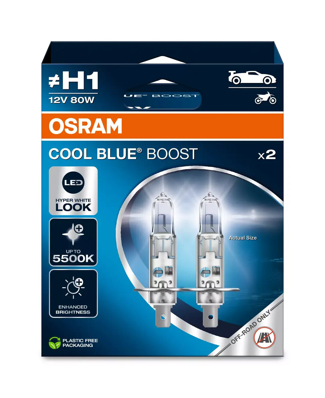 12V Cool Blue Boost - (H1) - 80W - P14,5s - 2 pz - Scatola - immagine 2