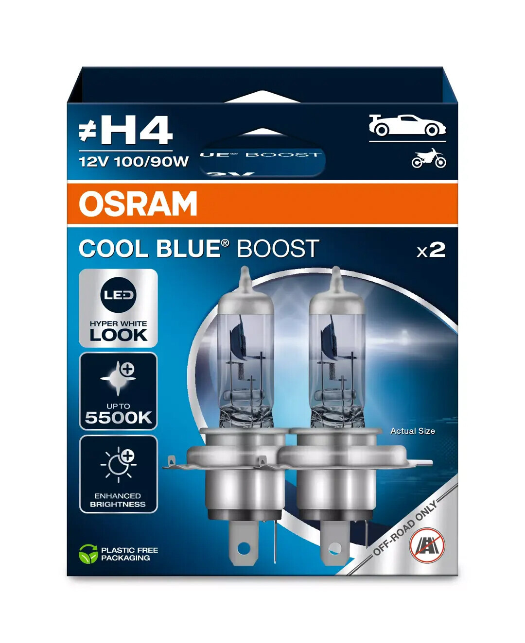 12V Cool Blue Boost - (H4) - 100/90W - P43t - 2 pz - Scatola - immagine 2
