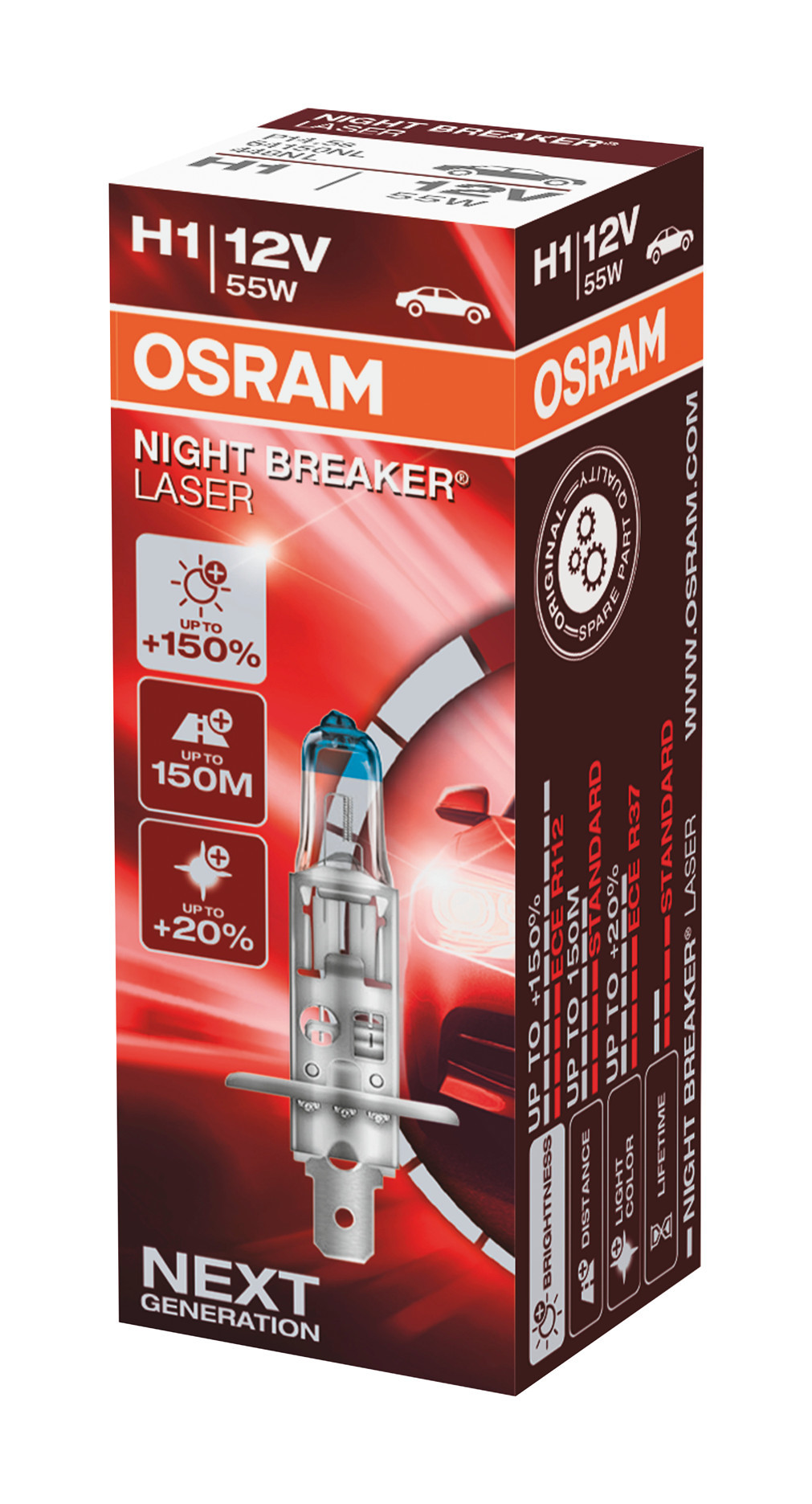 12V Night Breaker Laser - H1 - 55W - P14,5s - 1 pz - Scatola - immagine 4