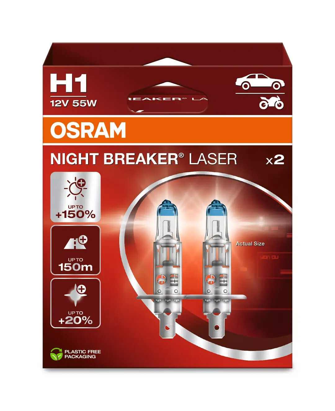 12V Night Breaker Laser - H1 - 55W - P14,5s - 2 pz - Scatola - immagine 2