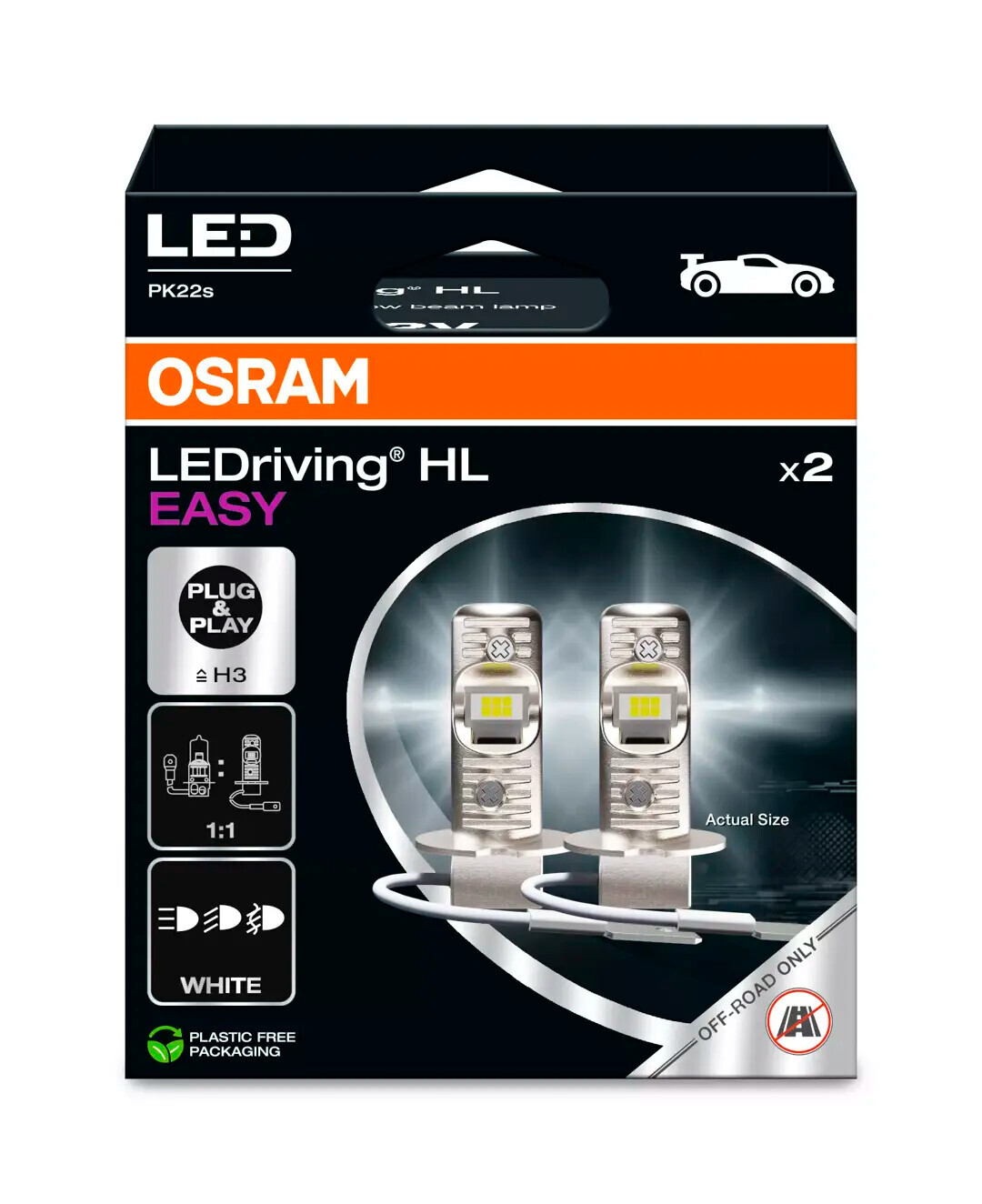 12V LEDriving HL Easy - (H3) - 8W - PK22s - 2 pz - Scatola - immagine 2