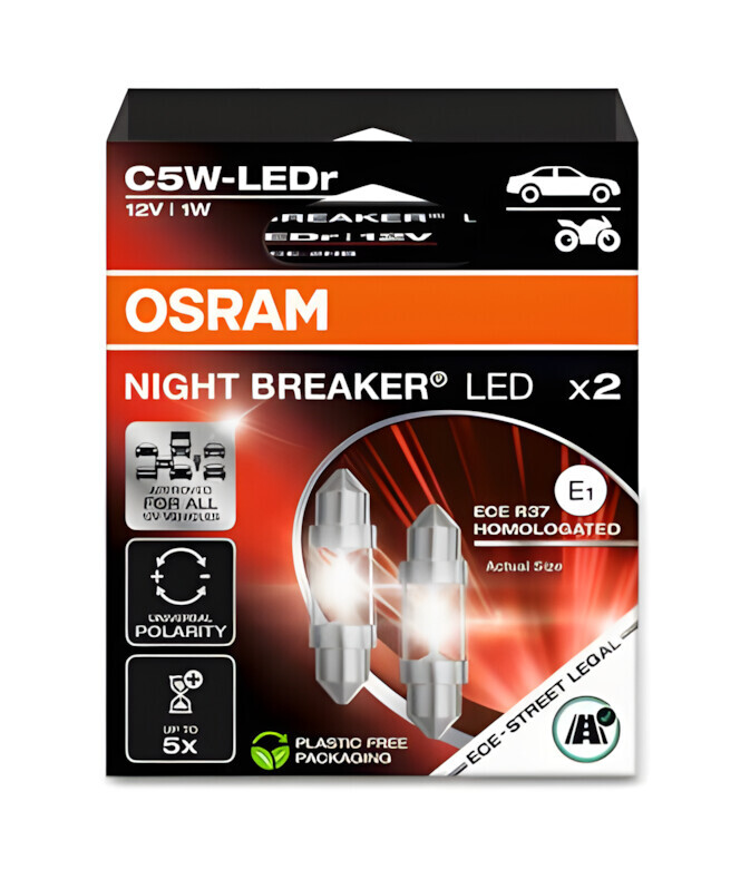 12V Night Breaker Led - C5W - 1W - SV8,5-8 - 2 pz - Scatola - immagine 2