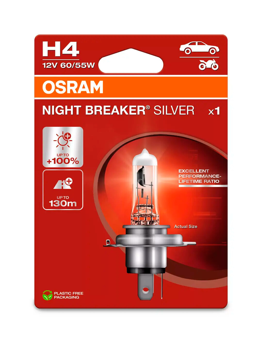 12V Night Breaker Silver - H4 - 60/55W - P43t - 1 pz - Scatola - immagine 2