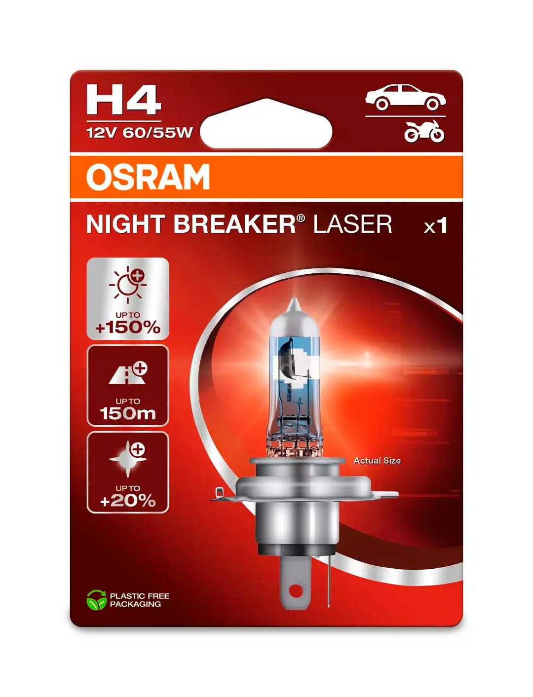 12V Night Breaker Laser - H4 - 60/55W - P43t - 1 pz - Scatola - immagine 2