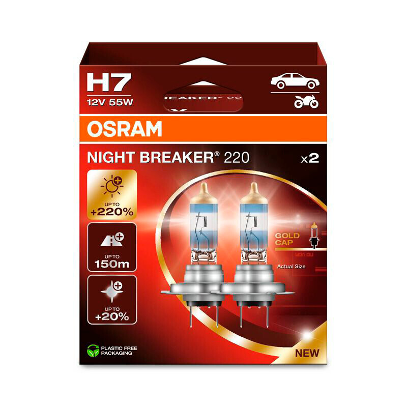 12V Night Breaker 220 - H7 - 55W - PX26d - 2 pz - Scatola - immagine 2