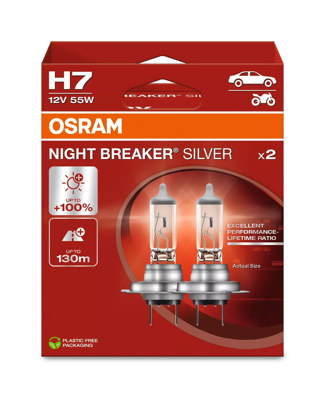 12V Night Breaker Silver - H7 - 55W - PX26d - 2 pz - Scatola - immagine 2