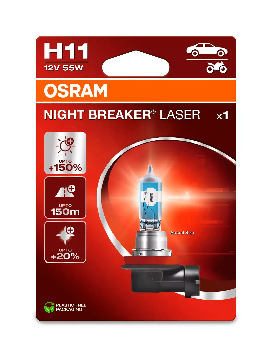 12V Night Breaker Laser - H11 - 55W - PGJ19-2 - 1 pz - Scatola - immagine 2