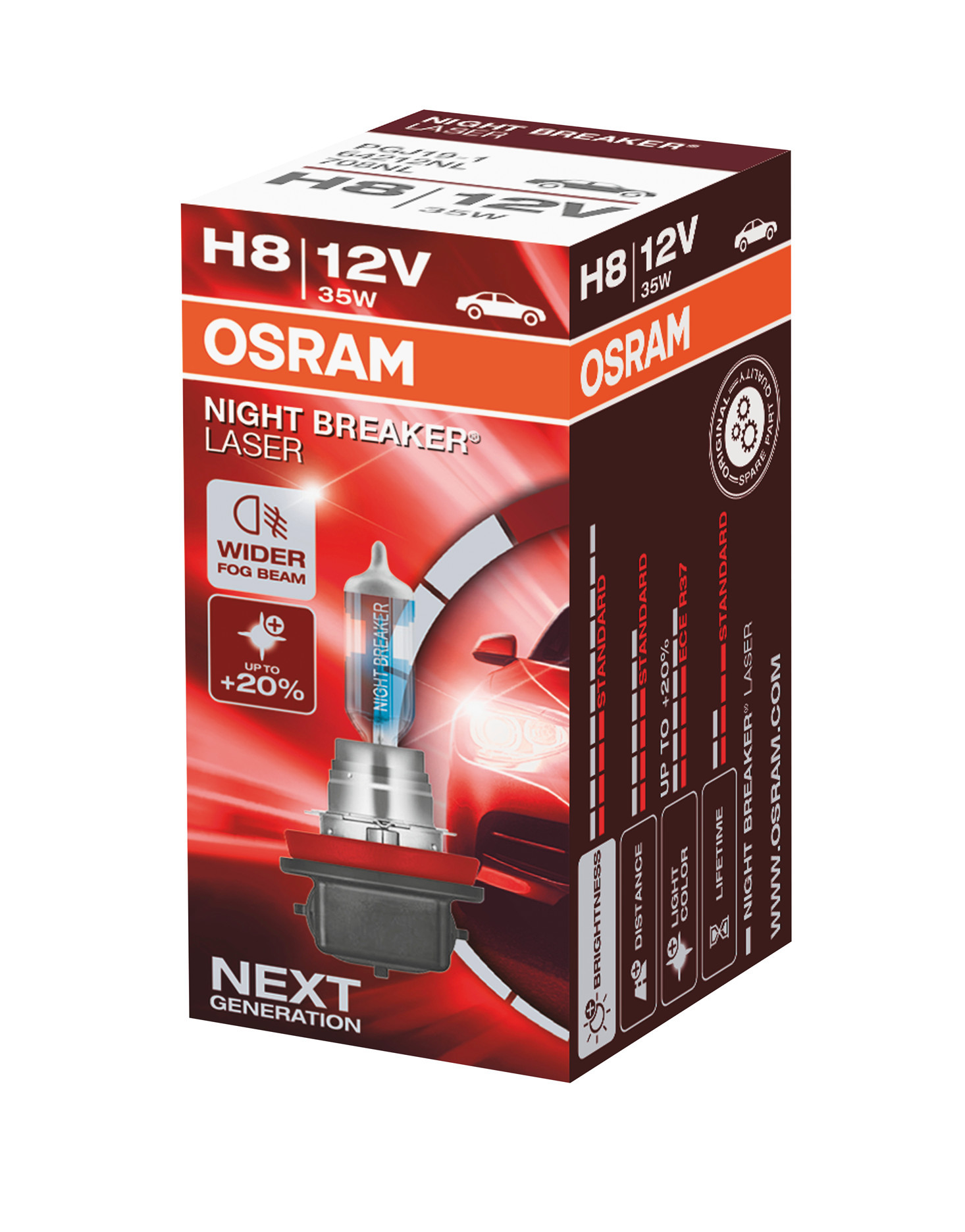 12V Night Breaker Laser - H8 - 35W - PGJ19-1 - 1 pz - Scatola - immagine 4