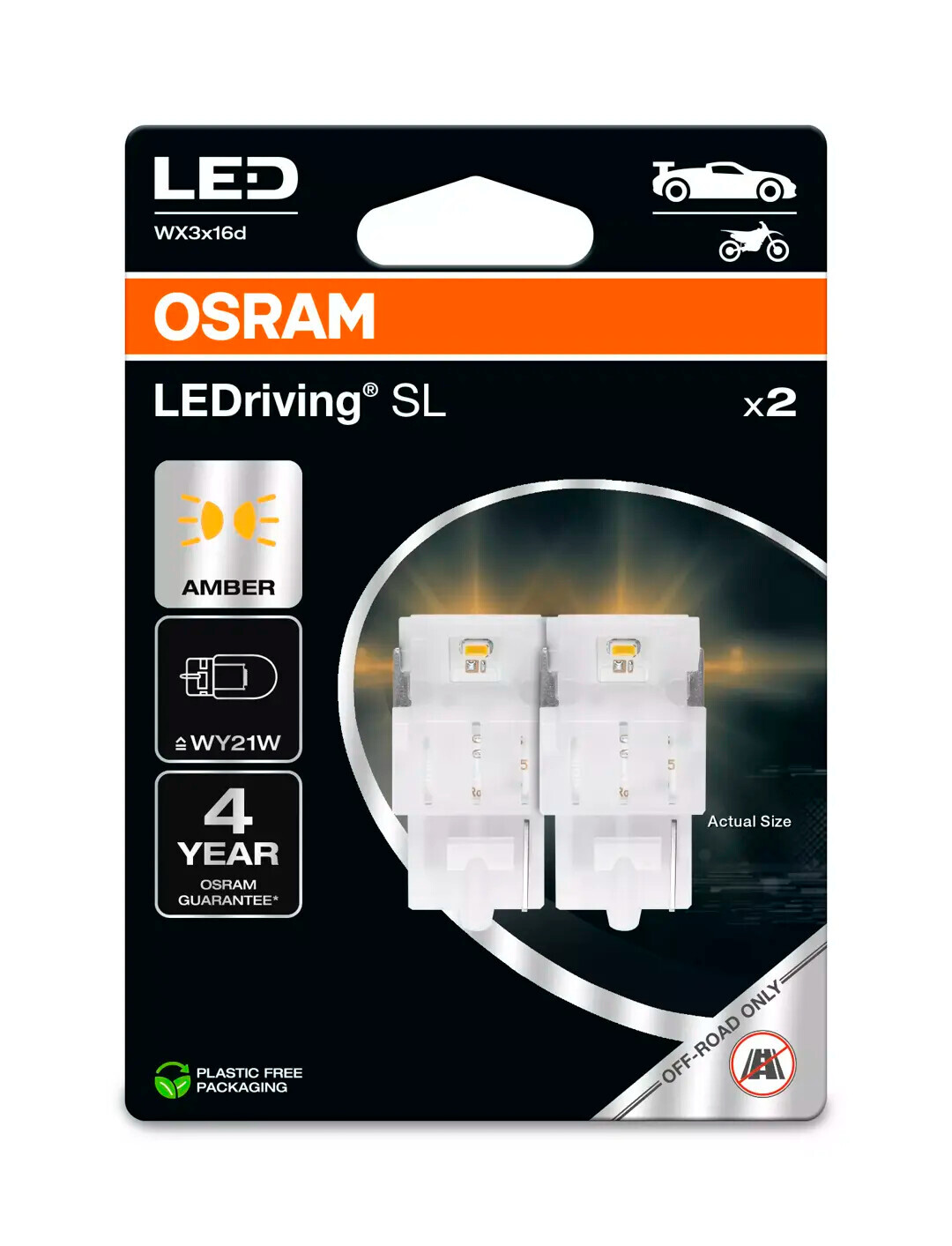 12V LEDriving SL - (WY21W) - 1W - WX3x16d - 2 pz - Scatola - Arancio - immagine 2