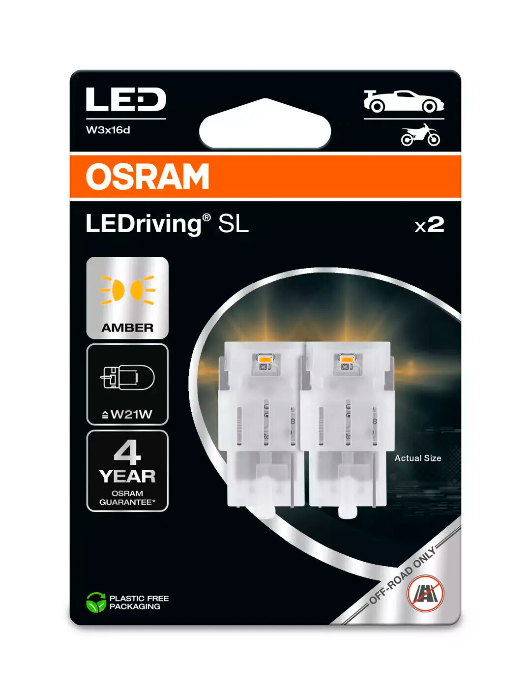 12V LEDriving SL - (W21W) - 1W - W3x16d - 2 pz - Scatola - Arancio - immagine 2