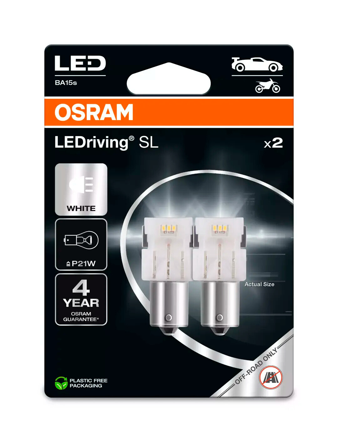 12V LEDriving SL - (P21W) - 1W - BA15s - 2 pz - Scatola - Bianco - immagine 2