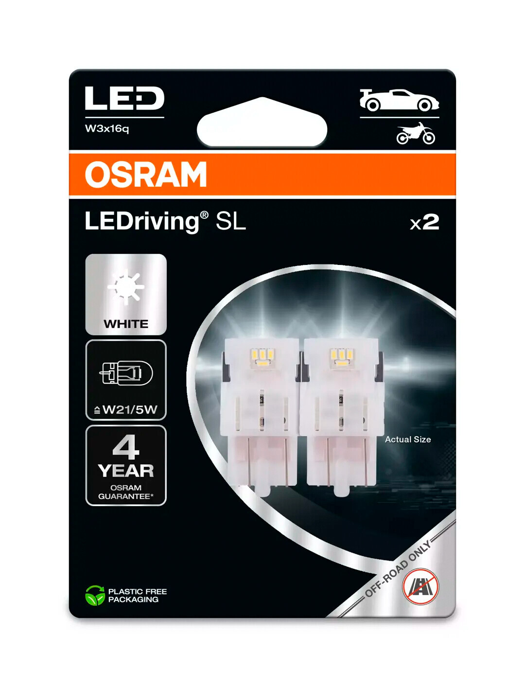 12V LEDriving SL - (W21/5W) - 1W - W3x16q - 2 pz - Scatola - Bianco - immagine 2