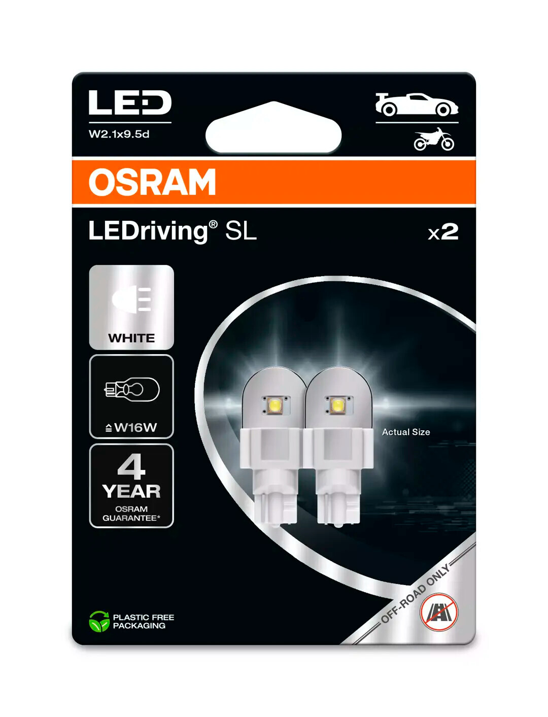 12V LEDriving SL - (W16W) - 3W - W2,1x9,5d - 2 pz - Scatola - Bianco - immagine 2