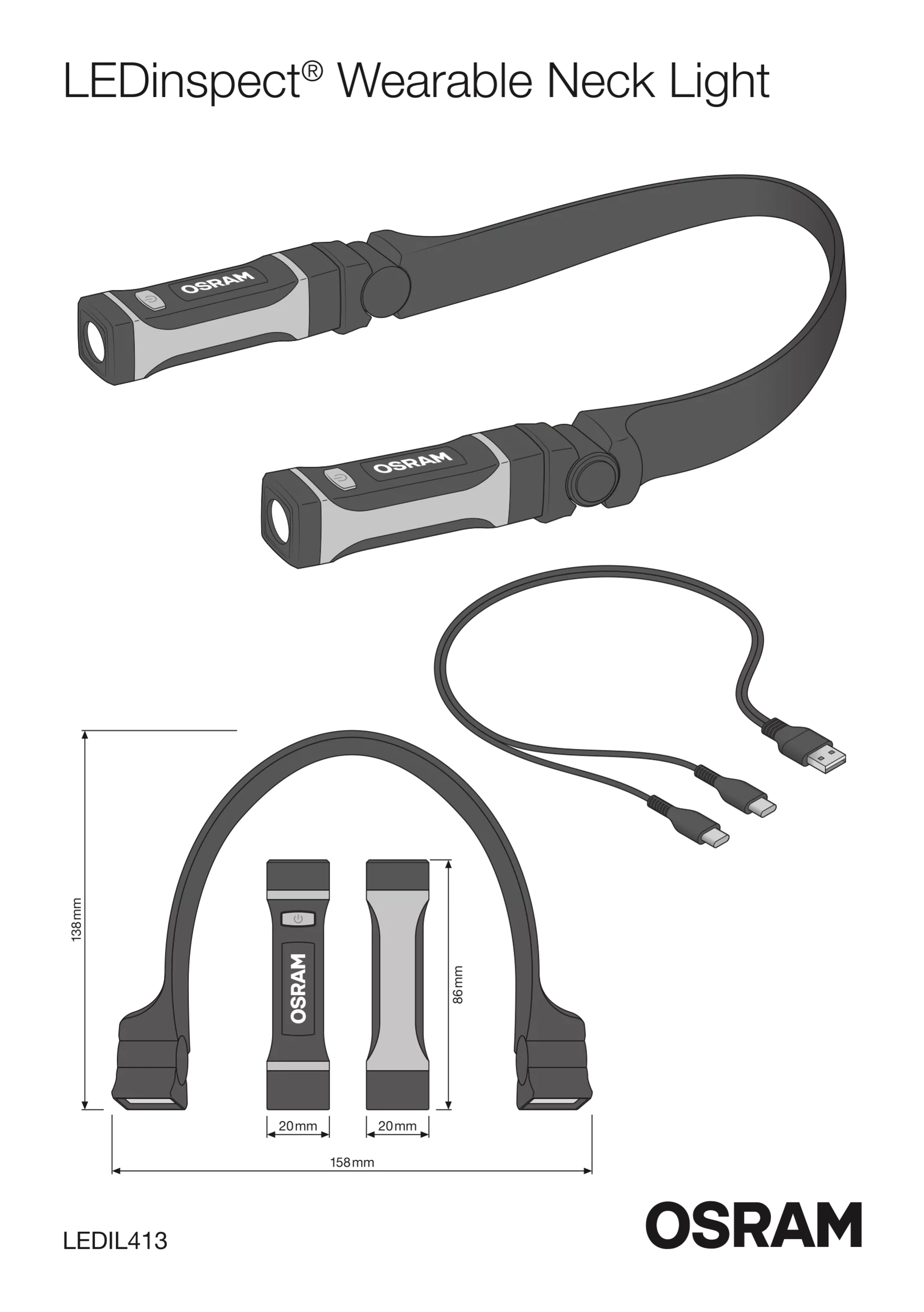 LEDinspect WEARABLE NECKLIGHT, lampada da collo ricaricabile - immagine 15