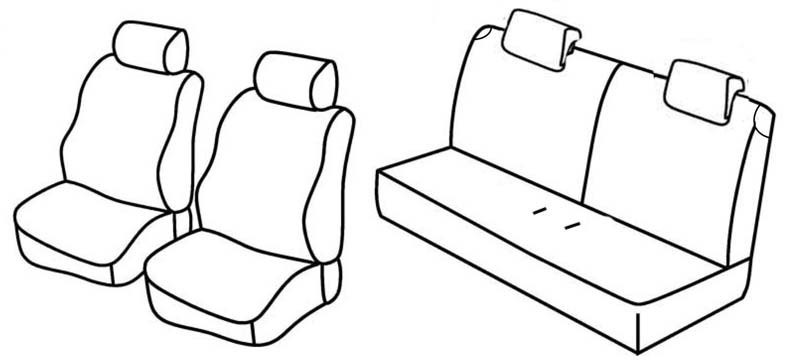 Set coprisedili Superior - Nero/Blu - compatibile per Fiat Panda (09/03>01/12) - Fiat Panda Classic (02/12>12/12)