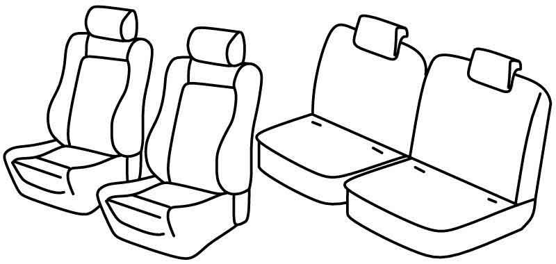 Set coprisedili Superior - Nero/Blu - compatibile per Citroen C2 (10/03>03/10) VTR