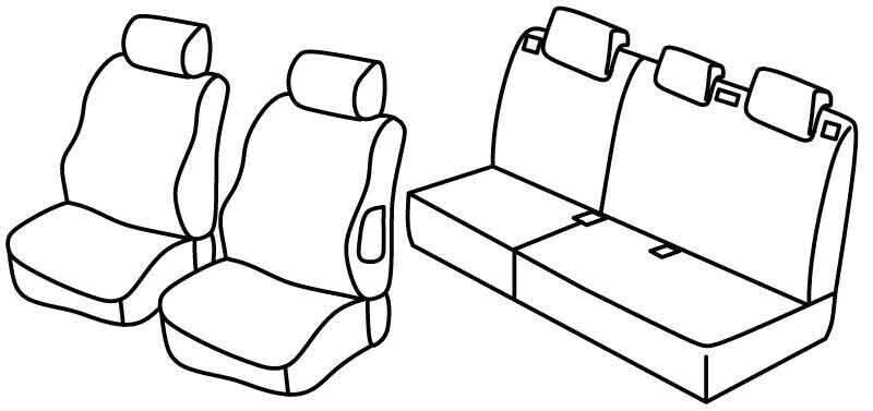 Set coprisedili Superior - Nero/Blu - compatibile per Peugeot 207 5p (05/06>11/12) - Peugeot 207 Plus 5p (02/13>08/14)