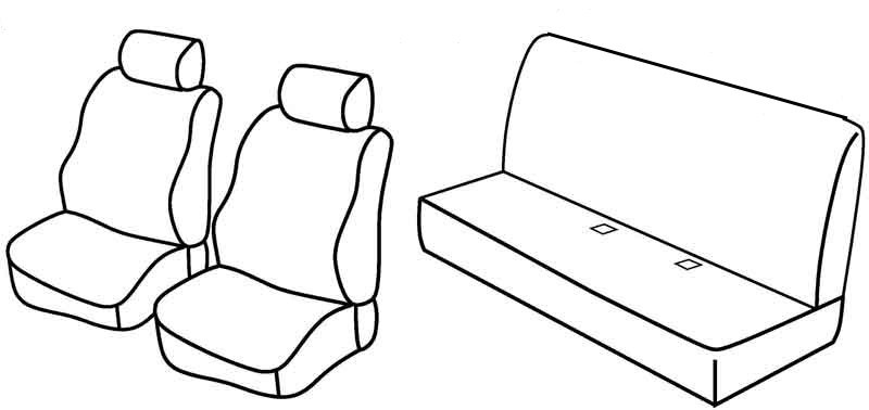 Set coprisedili Superior - Nero/Blu - compatibile per Renault Kangoo 5p (04/03>01/08) dal 2007