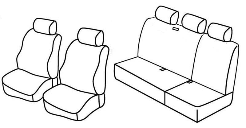 Set coprisedili Superior - Nero/Blu - compatibile per Renault Kangoo 5p (01/97>01/08)
