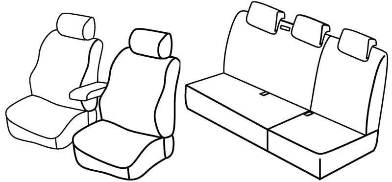 Set coprisedili Superior - Nero/Blu - compatibile per Renault Kangoo 5p (01/97>01/08)