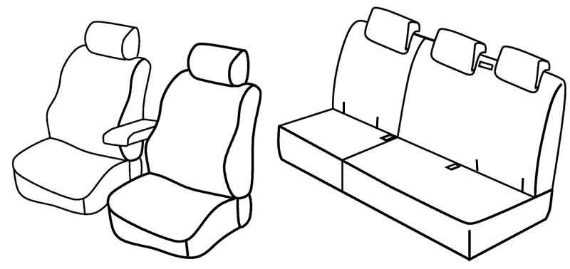 Set coprisedili Superior - Nero/Rosso - compatibile per Renault Kangoo 5p (02/08>05/21)