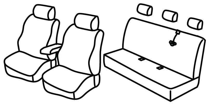 Set coprisedili Superior - Nero/Rosso - compatibile per Renault Kangoo 5p (02/08>05/21) Maxi