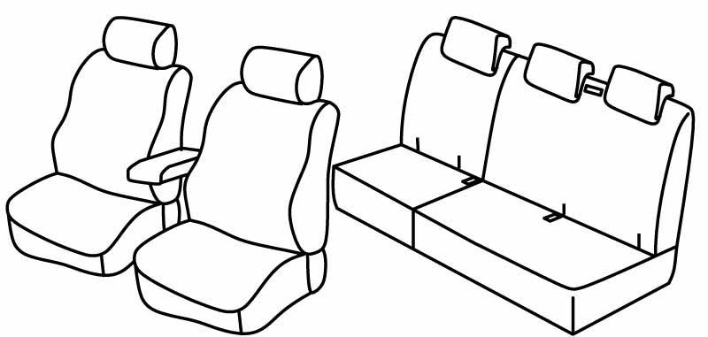 Set coprisedili Superior - Nero/Rosso - compatibile per Renault Kangoo 5p (02/08>05/21) Maxi