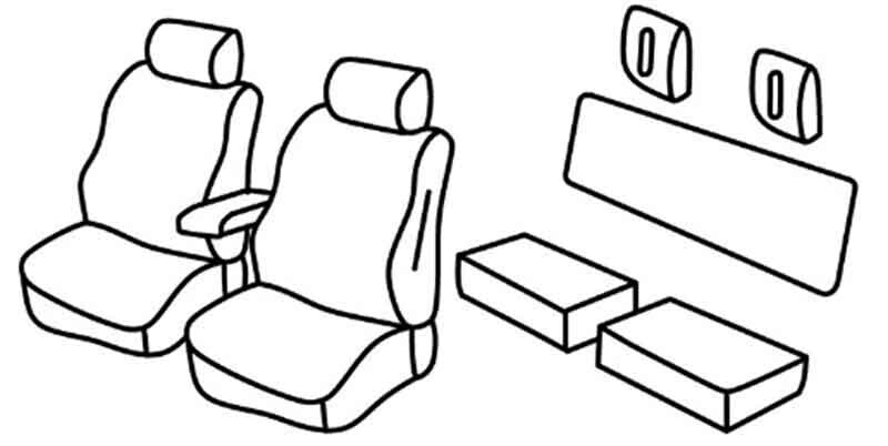 Set coprisedili Superior - Nero/Rosso - compatibile per Toyota Hilux Pick-Up (06/16>09/20)