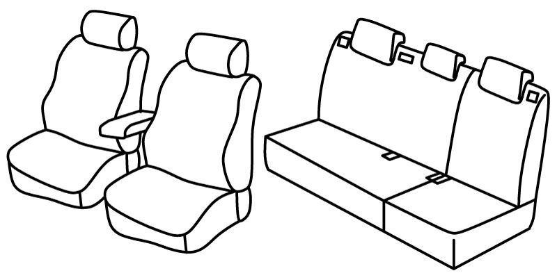 Set coprisedili Superior - Nero/Blu - compatibile per Volkswagen Polo 5p (09/09>09/17) Trendline, Family