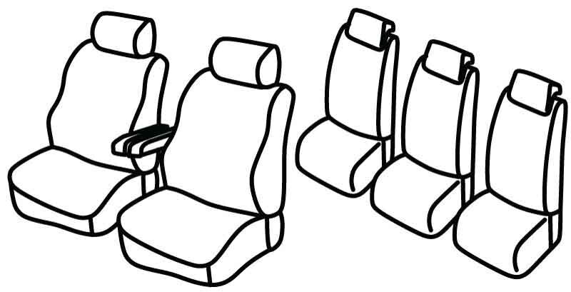 Set coprisedili Superior - Nero/Rosso - compatibile per Citroen Berlingo Multispace (04/08>08/18) - Peugeot Partner Tepee (05/08>08/18)