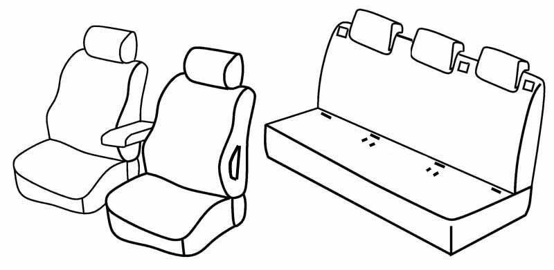 Set coprisedili Superior - Grigio/Nero - compatibile per Citroen Nemo 5p (12/08>03/14) - Fiat Qubo 5p (09/08>05/16) - Peugeot Bipper Tepee (03/09>12/17)
