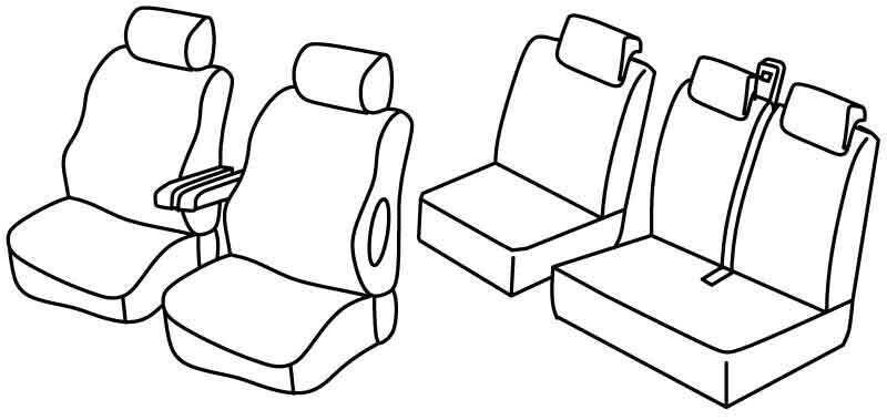 Set coprisedili Superior - Nero/Blu - compatibile per Citroen Jumpy (01/07>03/16) - Fiat Scudo (01/07>04/16) - Peugeot Expert (01/07>03/16)