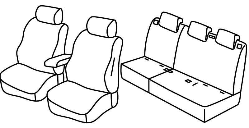 Set coprisedili Superior - Nocciola - compatibile per Fiat Doblò 5p (01/10>05/20) - Opel Combo Tour (04/12>12/17)